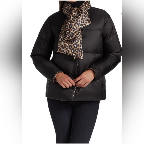 Kate Spade Leopard-Print Button-Front Central Puffer XXL NWOT - Picture 3 of 10